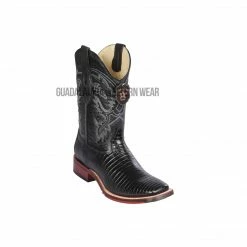 Guadalajara Western Wear Los Altos Black Teju Wide Square Toe Cowboy Boots Men