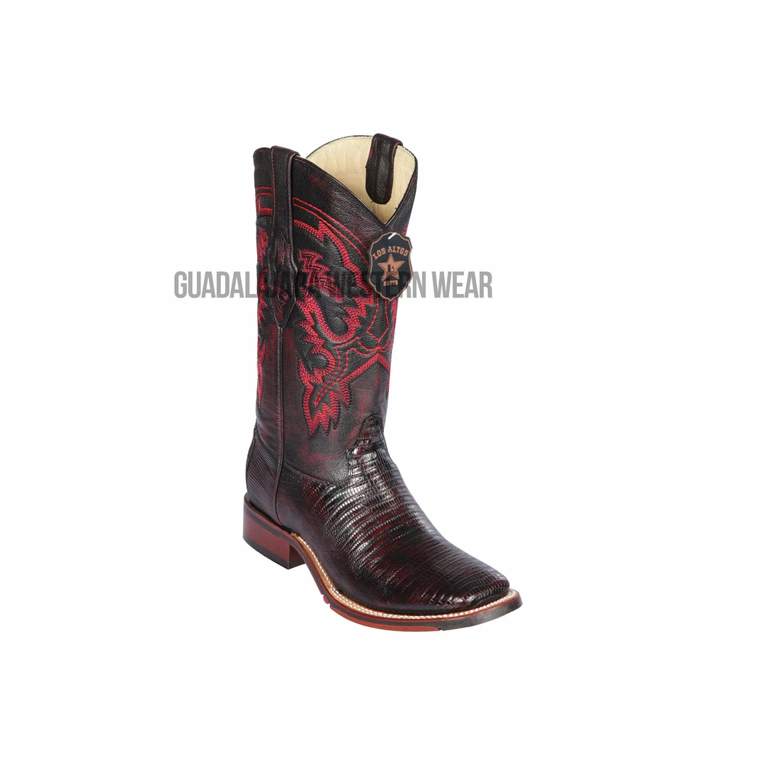 Guadalajara Western Wear Los Altos Black Cherry Teju Wide Square Toe Cowboy Boots 3 Guadalajara Western Wear Los Altos Black Cherry Teju Wide Square Toe Cowboy Boots