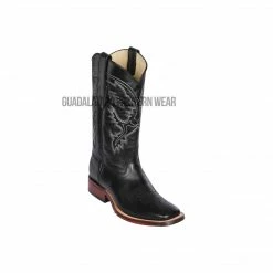 Guadalajara Western Wear Los Altos Black Pull Up Wide Square Toe Cowboy Boots Men