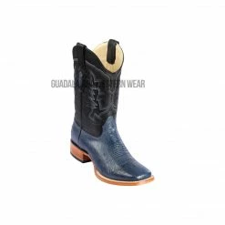 Guadalajara Western Wear Los Altos Blue Jean Ostrich Belly Wide Square Toe Cowboy Boots