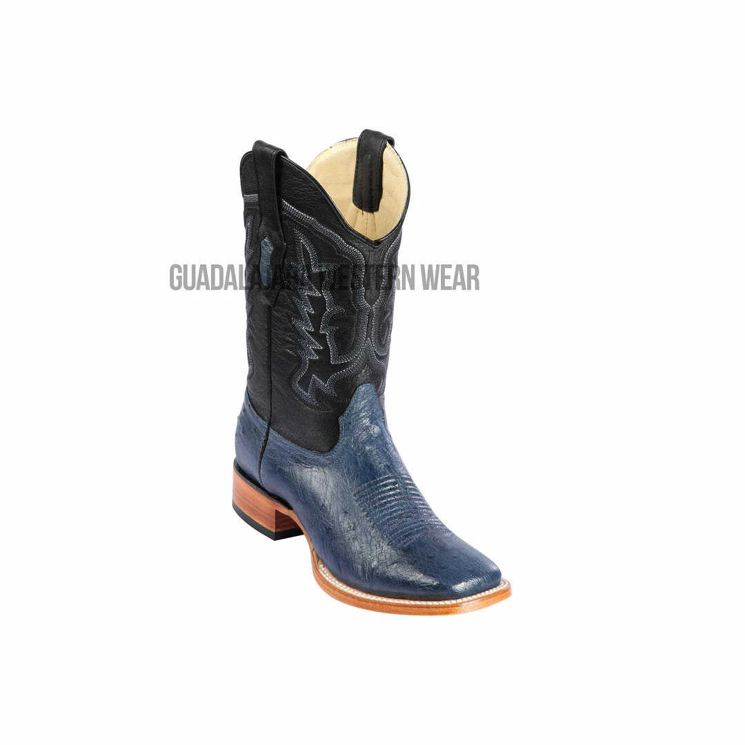 Guadalajara Western Wear Los Altos Blue Jean Ostrich Belly Wide Square Toe Cowboy Boots 3 Guadalajara Western Wear Los Altos Blue Jean Ostrich Belly Wide Square Toe Cowboy Boots