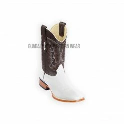 Guadalajara Western Wear Men Los Altos White Ostrich Belly Wide Square Toe Cowboy Boots