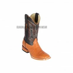 Guadalajara Western Wear Men Los Altos Honey Ostrich Belly Wide Square Toe Cowboy Boots