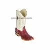 Guadalajara Western Wear Los Altos Burgundy Ostrich Belly Wide Square Toe Cowboy Boots
