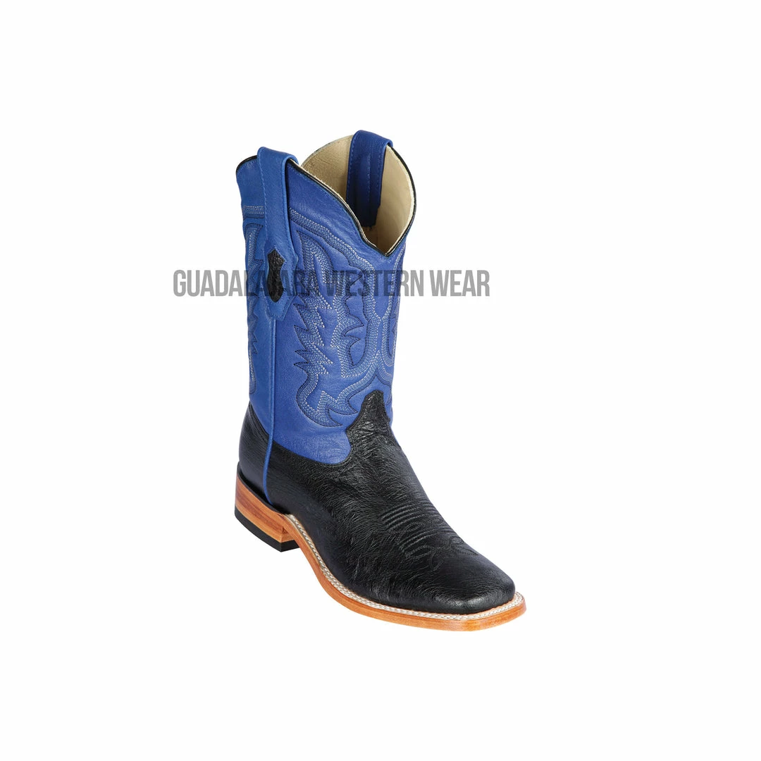 Guadalajara Western Wear Los Altos Black/Blue Ostrich Belly Wide Square Toe Cowboy Boots 3 Guadalajara Western Wear Los Altos Black/Blue Ostrich Belly Wide Square Toe Cowboy Boots