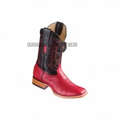 Guadalajara Western Wear Los Altos Red Ostrich Belly Wide Square Toe Cowboy Boots Men