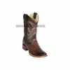 Guadalajara Western Wear Men Los Altos Faded Brown Caiman Tail Wide Square Toe Cowboy Boots