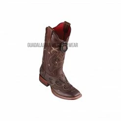 Guadalajara Western Wear Los Altos Sanded Brown Teju Wide Square Toe Women Western Boot
