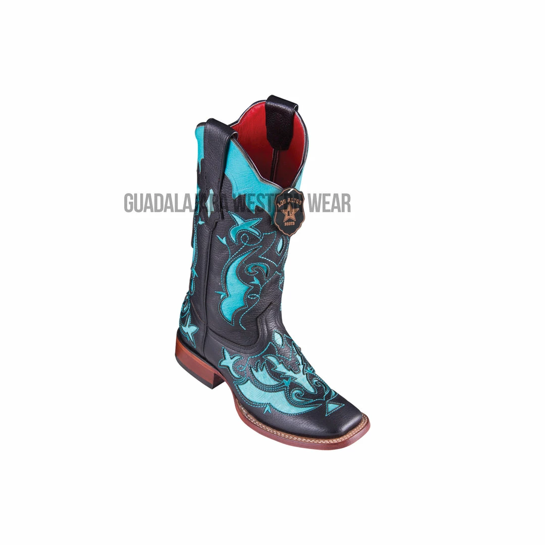 Guadalajara Western Wear Los Altos Sanded Turquoise Teju Wide Square Toe Women Western Boot 3 Guadalajara Western Wear Los Altos Sanded Turquoise Teju Wide Square Toe Women Western Boot