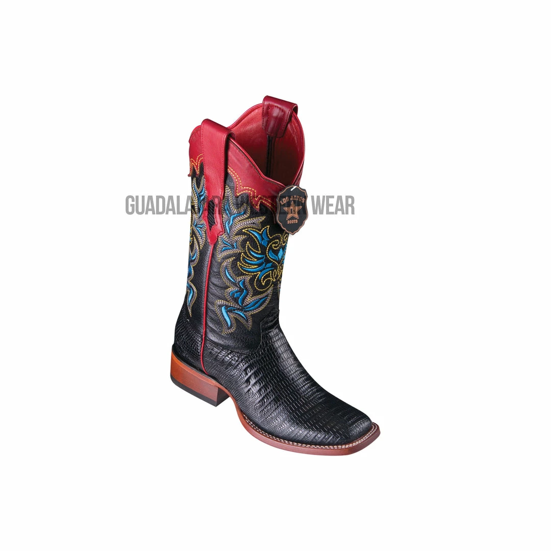 Guadalajara Western Wear Los Altos Black Teju Wide Square Toe Women Western Boot 3 Guadalajara Western Wear Los Altos Black Teju Wide Square Toe Women Western Boot