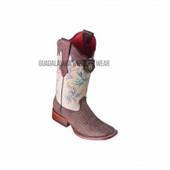 Guadalajara Western Wear Los Altos Sanded Brown Teju Wide Square Toe Women Western Boot