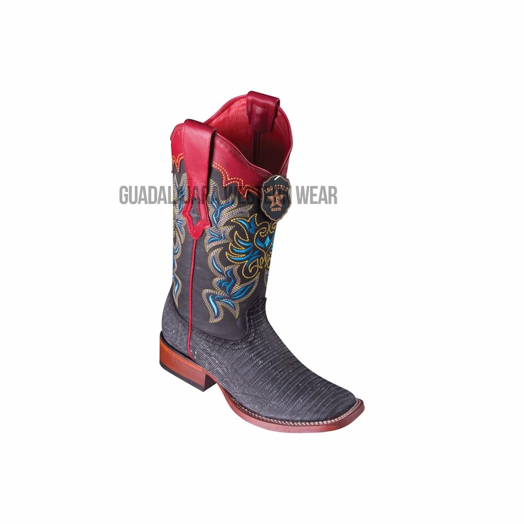 Guadalajara Western Wear Los Altos Sanded Black Teju Wide Square Toe Women Western Boot 3 Guadalajara Western Wear Los Altos Sanded Black Teju Wide Square Toe Women Western Boot