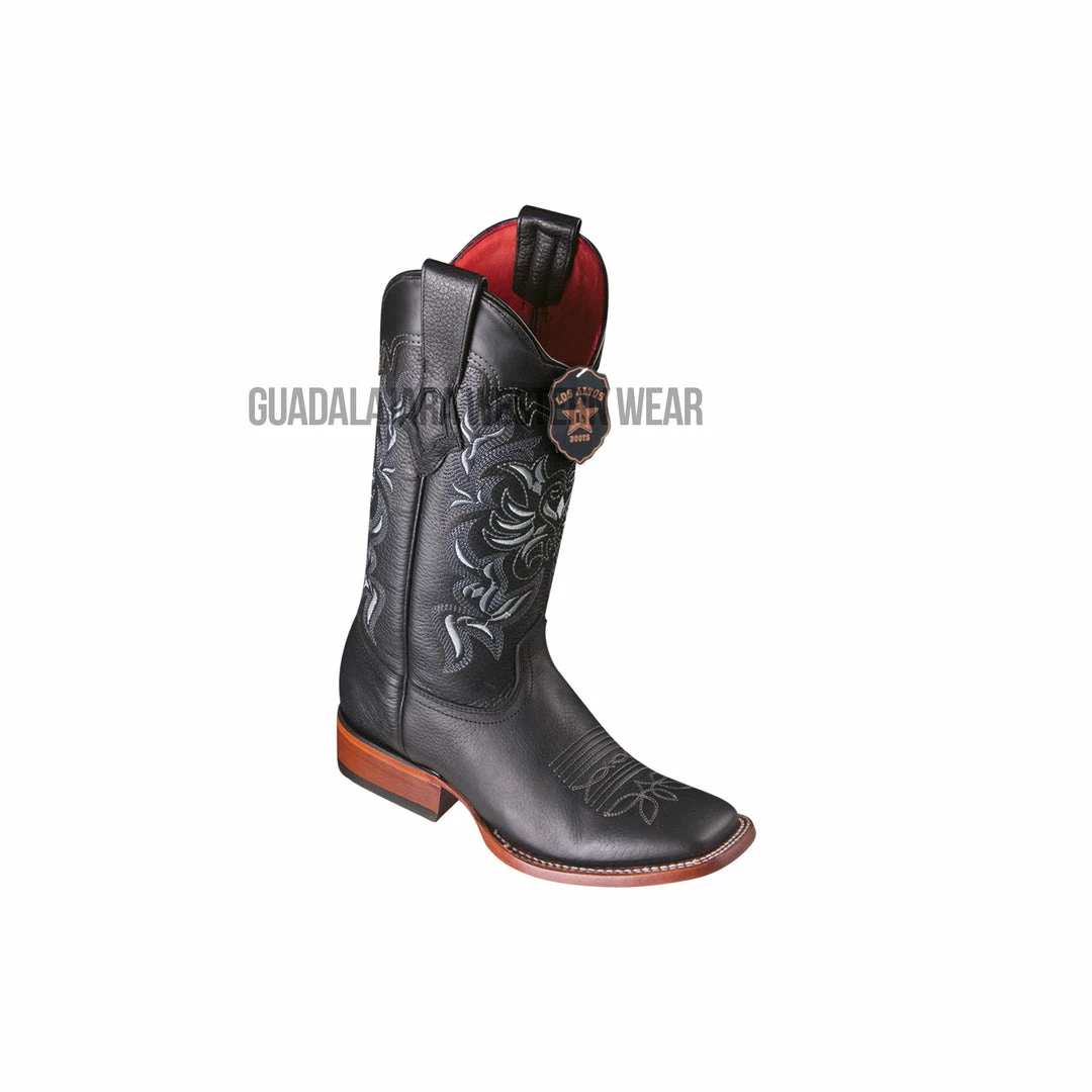 Guadalajara Western Wear Los Altos Black Grisly Wide Square Toe Women Western Boot 3 Guadalajara Western Wear Los Altos Black Grisly Wide Square Toe Women Western Boot