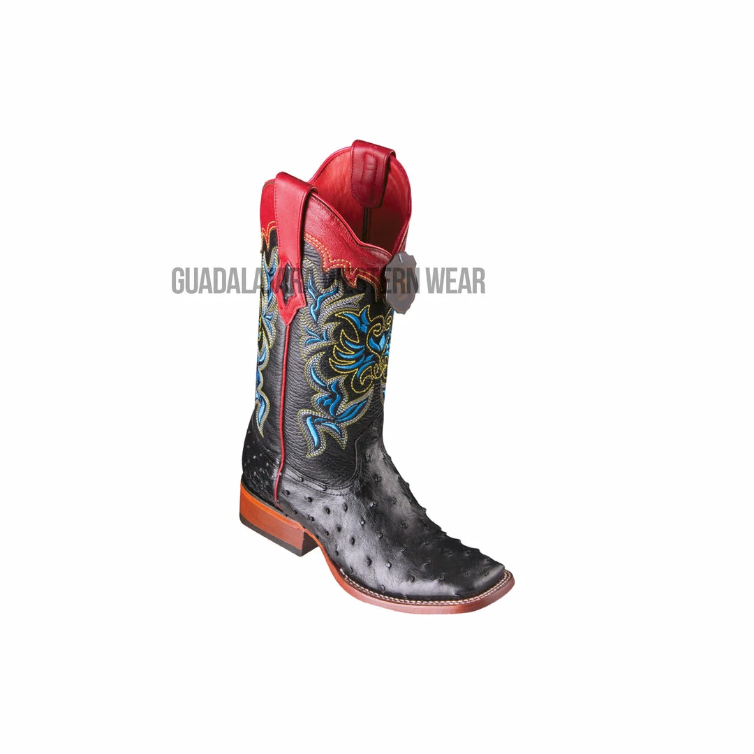 Guadalajara Western Wear Los Altos Black Ostrich Wide Square Toe Women Western Boot 3 Guadalajara Western Wear Los Altos Black Ostrich Wide Square Toe Women Western Boot