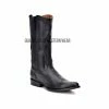 Guadalajara Western Wear Cuadra Black Deer With Side Zipper Semi Oval Toe Cowboy Boots