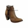 Cuadra Brown Laser Woven Round Toe Ankle Women Boot