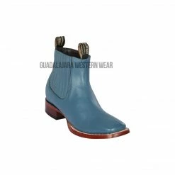 Guadalajara Western Wear Los Altos Blue Jean Deer Wide Square Toe Botin Charro