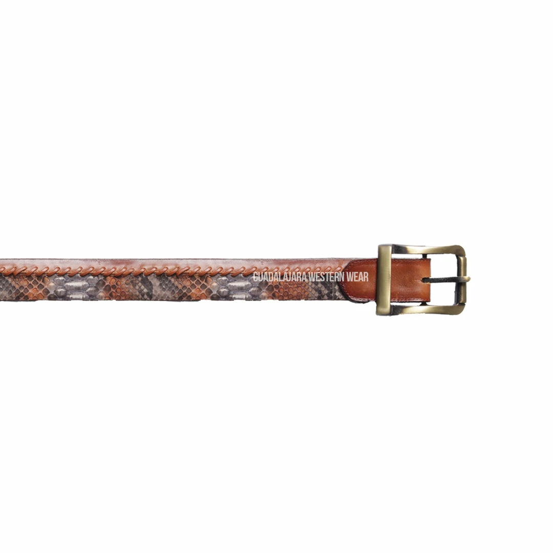 Guadalajara Western Wear Los Altos Rustic Cognac Python Casual Belt 3 Guadalajara Western Wear Los Altos Rustic Cognac Python Casual Belt