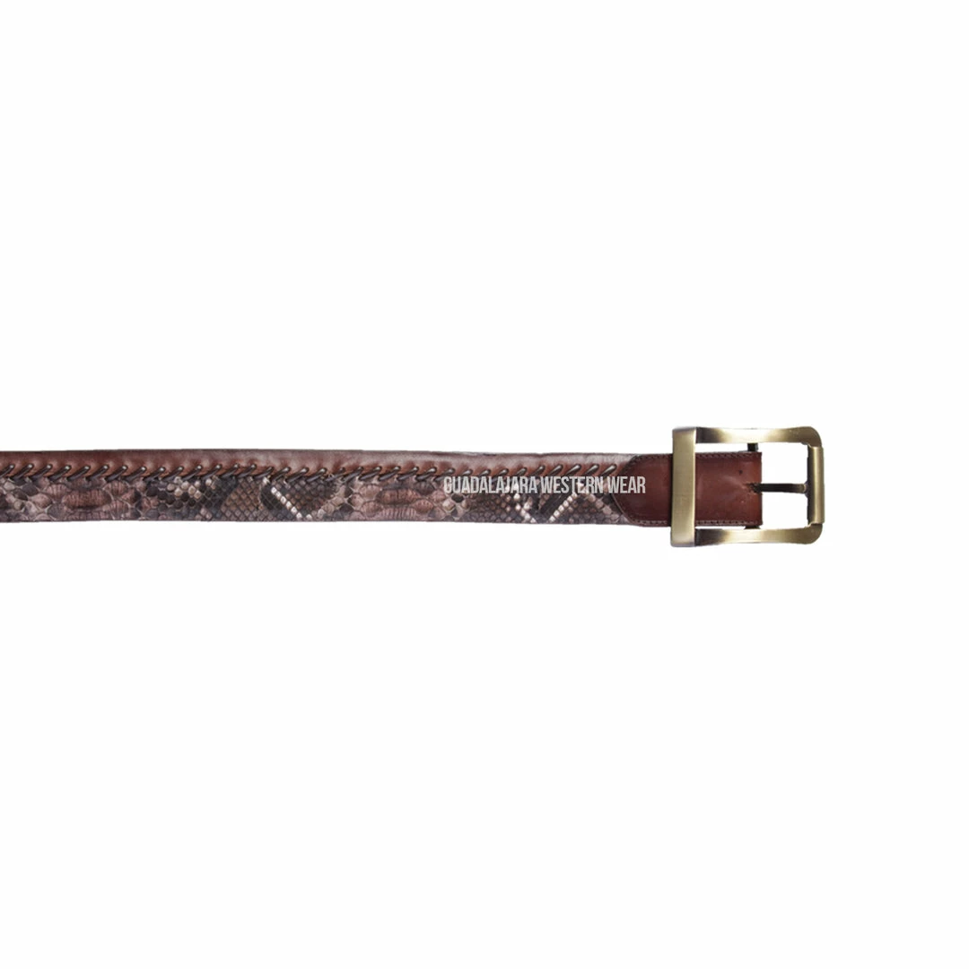 Guadalajara Western Wear Los Altos Rustic Brown Python Casual Belt 3 Guadalajara Western Wear Los Altos Rustic Brown Python Casual Belt