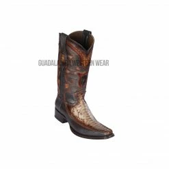 Guadalajara Western Wear Men Los Altos Rustic Brown Python & Deer European Square Toe Cowboy Boots