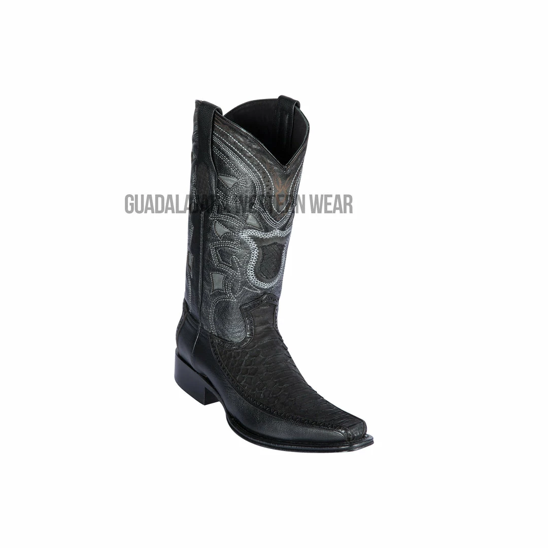 Guadalajara Western Wear Men Los Altos Suede Black Python & Deer European Square Toe Cowboy Boots 3 Guadalajara Western Wear Men Los Altos Suede Black Python & Deer European Square Toe Cowboy Boots
