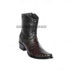 Guadalajara Western Wear Los Altos Black Cherry Caiman Belly European Square Toe Ankle Boot