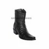 Guadalajara Western Wear Los Altos Black Caiman Belly European Square Toe Ankle Boot Men