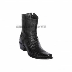 Guadalajara Western Wear Los Altos Black Caiman Belly European Square Toe Ankle Boot Men