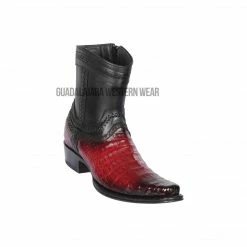 Guadalajara Western Wear Los Altos Faded Burgundy Caiman Belly European Square Toe Ankle Boot Men