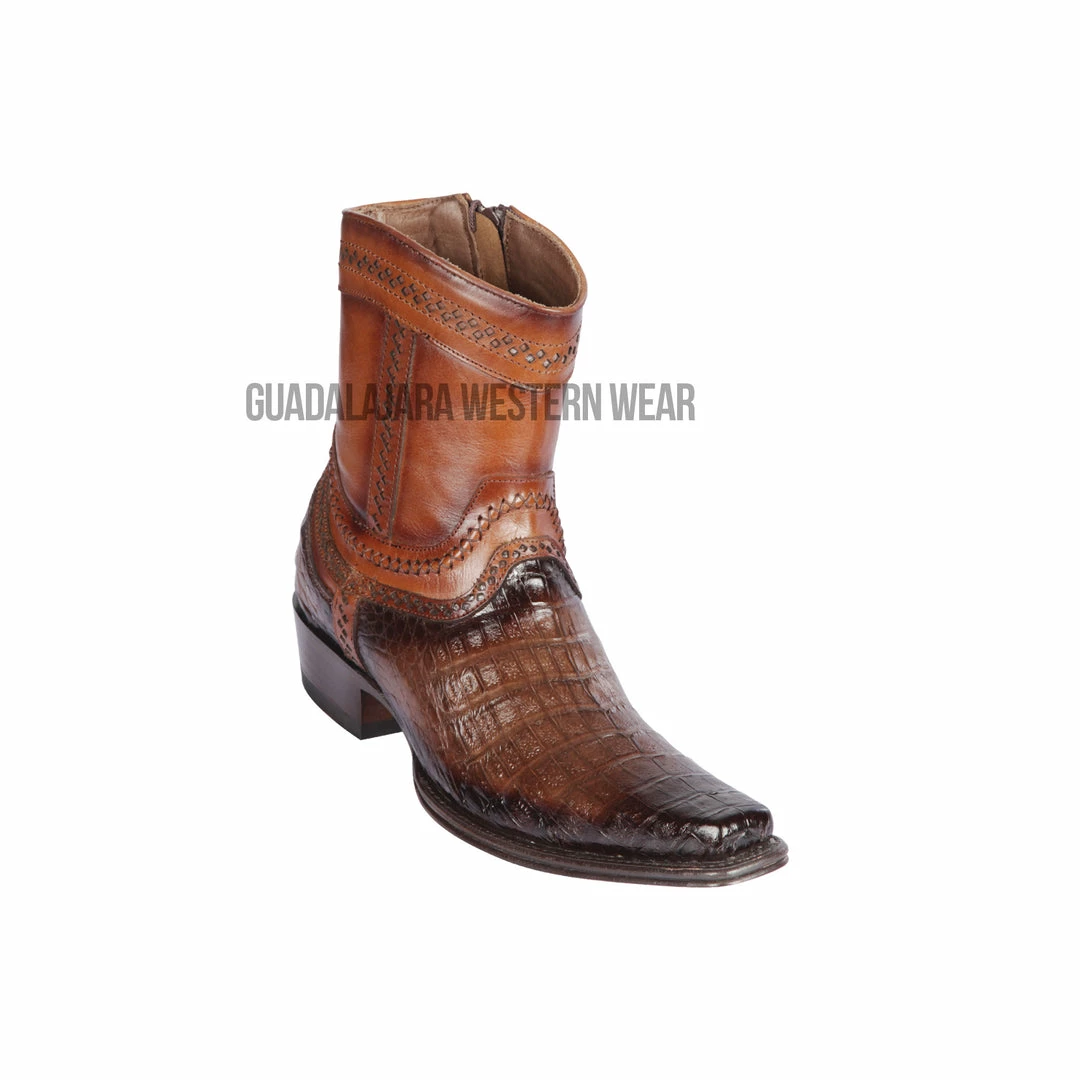 Guadalajara Western Wear Los Altos Faded Brown Caiman Belly European Square Toe Ankle Boot 3 Guadalajara Western Wear Los Altos Faded Brown Caiman Belly European Square Toe Ankle Boot