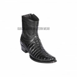 Guadalajara Western Wear Los Altos Black Caiman Tail European Square Toe Ankle Boot Men