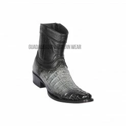 Guadalajara Western Wear Los Altos Faded Gray Caiman Tail European Square Toe Ankle Boot Men