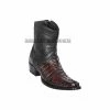 Guadalajara Western Wear Los Altos Black Cherry Caiman Tail European Square Toe Ankle Boot