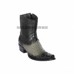 Guadalajara Western Wear Los Altos Faded Gray Ostrich European Square Toe Ankle Boot Men