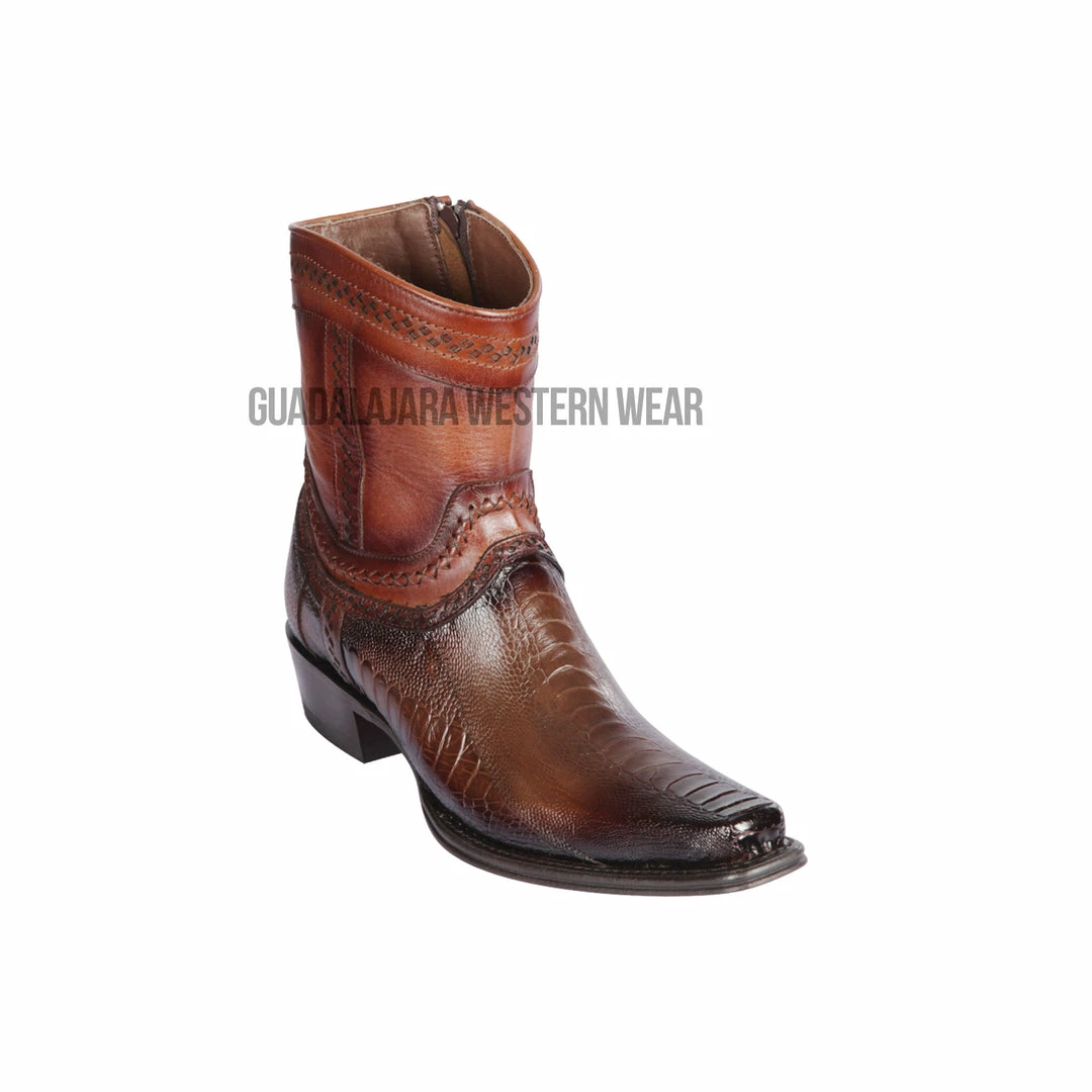 Guadalajara Western Wear Men Los Altos Faded Brown Ostrich Leg European Square Toe Ankle Boot 3 Guadalajara Western Wear Men Los Altos Faded Brown Ostrich Leg European Square Toe Ankle Boot