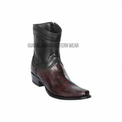 Guadalajara Western Wear Los Altos Black Cherry Ostrich Leg European Square Toe Ankle Boot Men