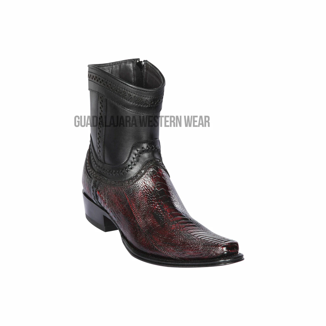 Guadalajara Western Wear Los Altos Black Cherry Ostrich Leg European Square Toe Ankle Boot Men 3 Guadalajara Western Wear Los Altos Black Cherry Ostrich Leg European Square Toe Ankle Boot Men