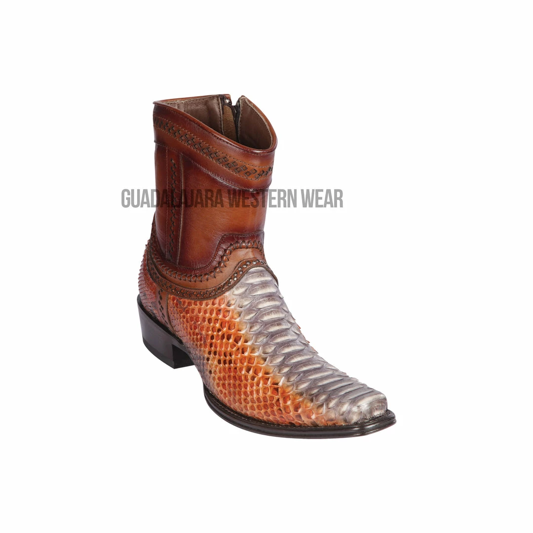 Guadalajara Western Wear Los Altos Rustic Cognac Python European Square Toe Ankle Boot Men 3 Guadalajara Western Wear Los Altos Rustic Cognac Python European Square Toe Ankle Boot Men