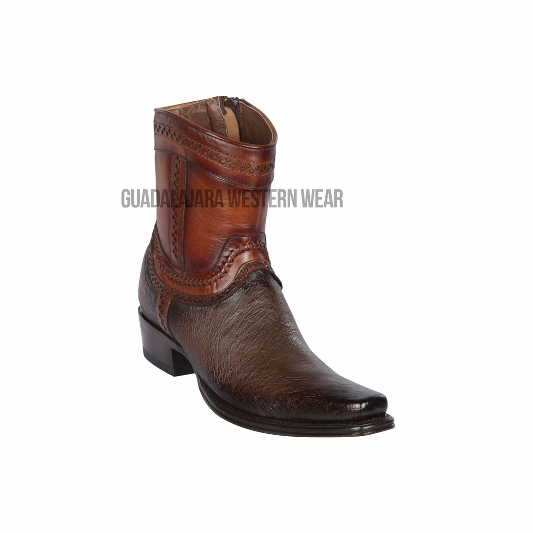 Guadalajara Western Wear Los Altos Faded Brown Ostrich Belly European Square Toe Ankle Boot 3 Guadalajara Western Wear Los Altos Faded Brown Ostrich Belly European Square Toe Ankle Boot