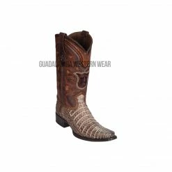 Guadalajara Western Wear Los Altos Lisboa Brown Caiman Belly European Square Toe Cowboy Boots Men
