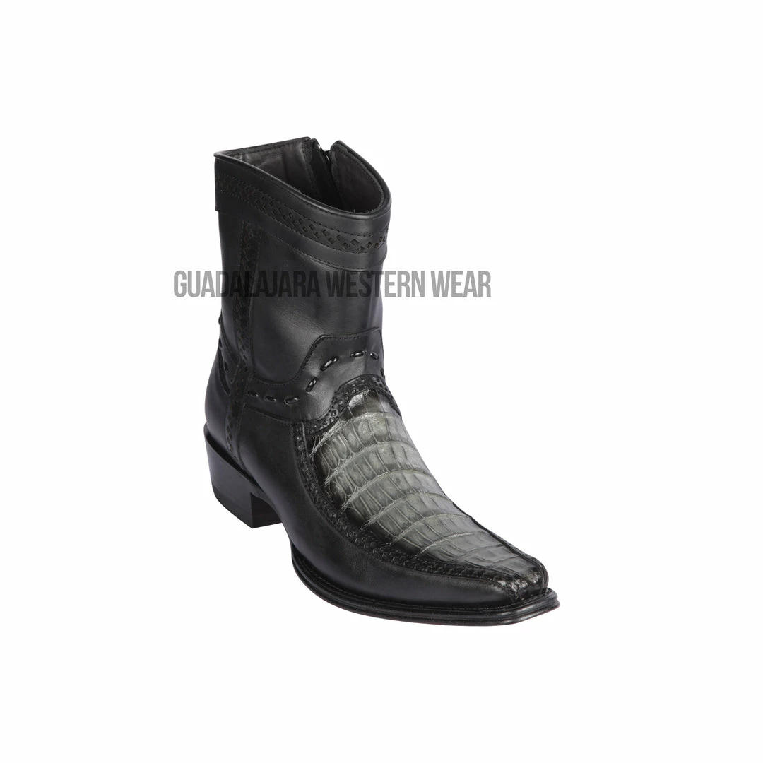 Guadalajara Western Wear Los Altos Faded Gray Caiman Belly & Deer European Square Toe Ankle Boot 3 Guadalajara Western Wear Los Altos Faded Gray Caiman Belly & Deer European Square Toe Ankle Boot