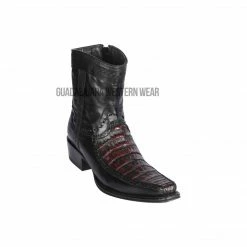 Guadalajara Western Wear Men Los Altos Black Cherry Caiman Belly & Deer European Square Toe Ankle Boot