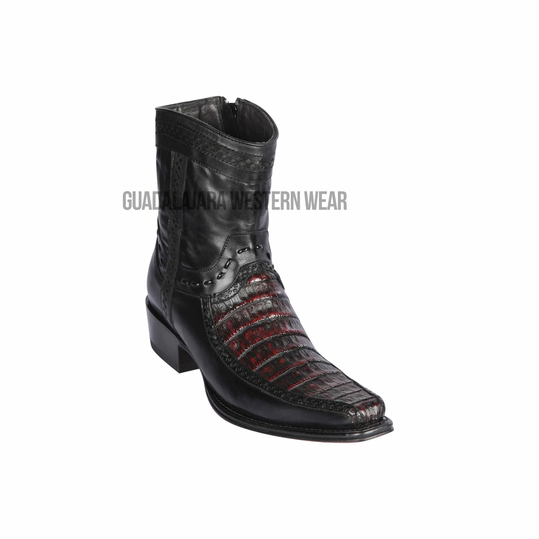 Guadalajara Western Wear Men Los Altos Black Cherry Caiman Belly & Deer European Square Toe Ankle Boot 3 Guadalajara Western Wear Men Los Altos Black Cherry Caiman Belly & Deer European Square Toe Ankle Boot