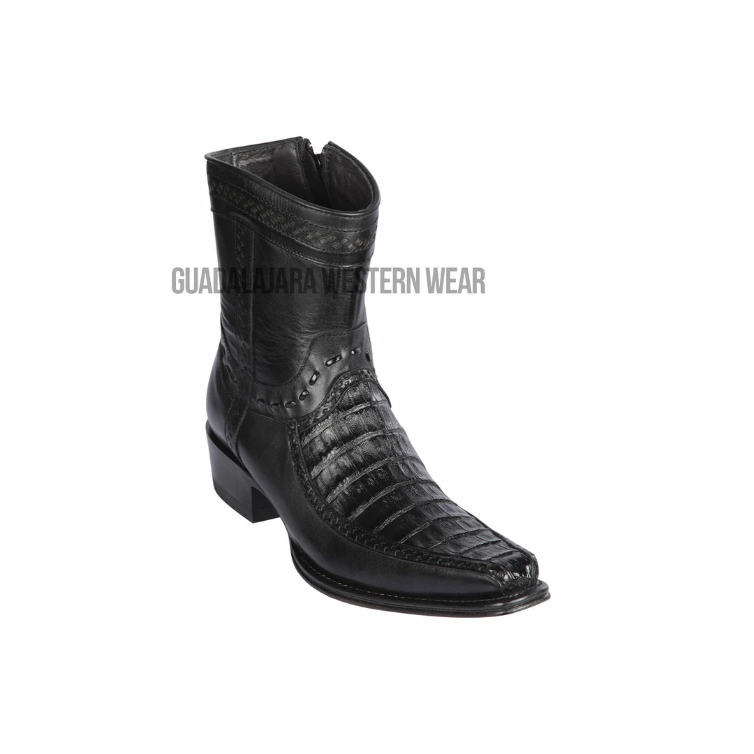 Guadalajara Western Wear Men Los Altos Black Caiman Belly & Deer European Square Toe Ankle Boot 3 Guadalajara Western Wear Men Los Altos Black Caiman Belly & Deer European Square Toe Ankle Boot