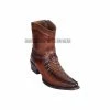 Guadalajara Western Wear Men Los Altos Faded Brown Caiman Tail & Deer European Square Toe Ankle Boot