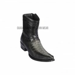 Guadalajara Western Wear Men Los Altos Faded Gray Caiman Tail & Deer European Square Toe Ankle Boot