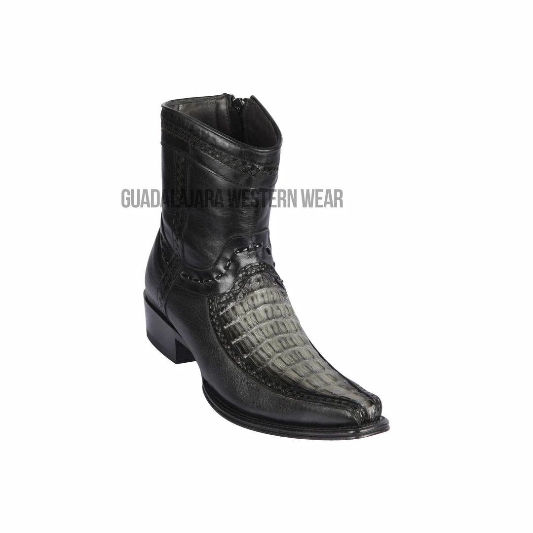 Guadalajara Western Wear Men Los Altos Faded Gray Caiman Tail & Deer European Square Toe Ankle Boot 3 Guadalajara Western Wear Men Los Altos Faded Gray Caiman Tail & Deer European Square Toe Ankle Boot
