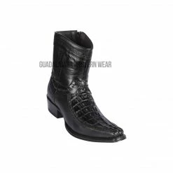 Guadalajara Western Wear Los Altos Black Caiman Tail & Deer European Square Toe Ankle Boot Men