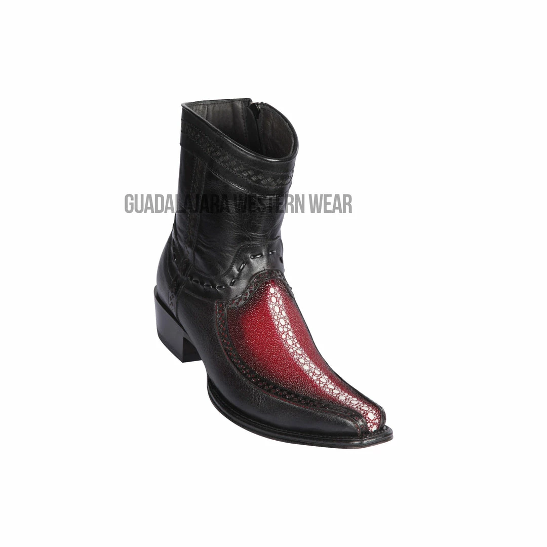 Guadalajara Western Wear Los Altos Faded Burgundy Rowstone Stingray & Deer European Square Toe Ankle Boot 3 Guadalajara Western Wear Los Altos Faded Burgundy Rowstone Stingray & Deer European Square Toe Ankle Boot