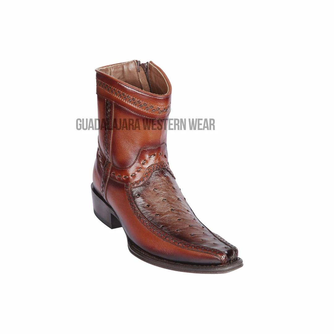 Guadalajara Western Wear Los Altos Faded Brown Ostrich & Deer European Square Toe Ankle Boot 3 Guadalajara Western Wear Los Altos Faded Brown Ostrich & Deer European Square Toe Ankle Boot